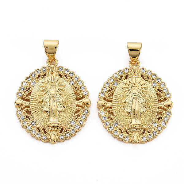 Brass Micro Pave Cubic Zirconia Pendants