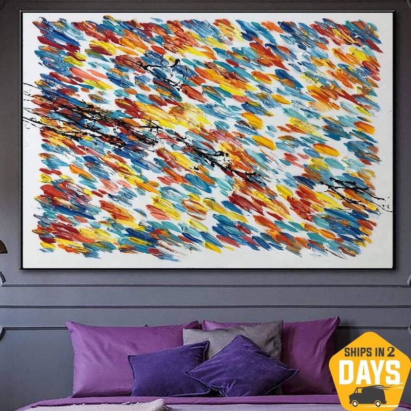 Large Abstract Impasto Painting On Canvas In Yellow, Red and Blue Colors Original Textured Art Modern Painting | INFINITE LOV...