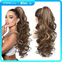 AISI HAIR Summervibes 18/24inch Long Curly Wavy Claw Clip in Ponytail Hair Extensions for Women Curly claw  clip Wig  Natural...