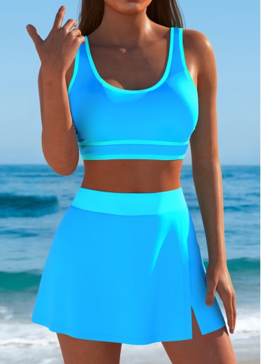 Modlily High Waisted Sky Blue Bikini Set - L