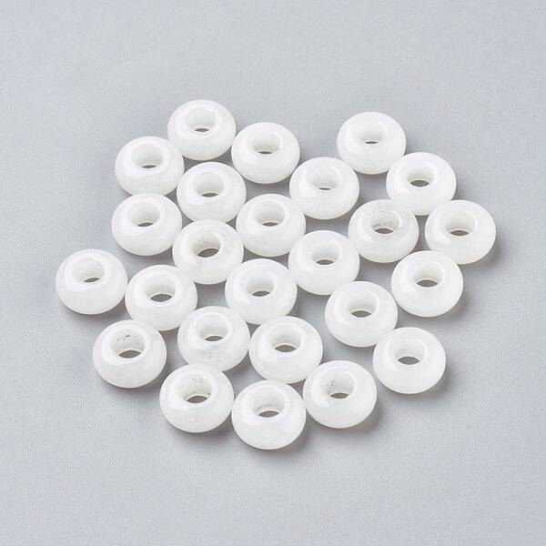 Natural White Jade European Beads