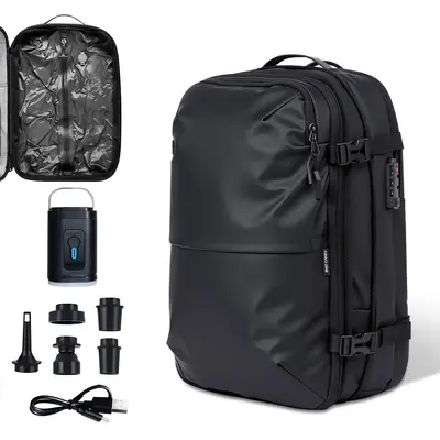 KOXMAK Vacuum Seal Compression Travel Backpack 60L Expandable Vacpack Water Resistant TSA Lock Airbag Black Electric Air Pump...