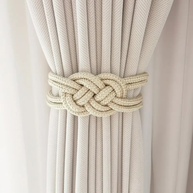 Magnetic Curtain Tieback, 1 Count Solid Color Curtain Tieback with Chinese Knot, Window Curtain Accessories for Home Living R...
