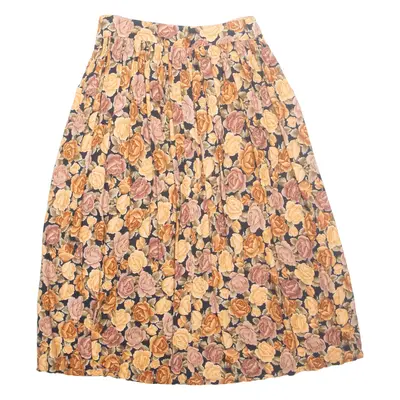 FRANCOIS BEIGER Womens Pleated Skirt Orange Midi Floral S