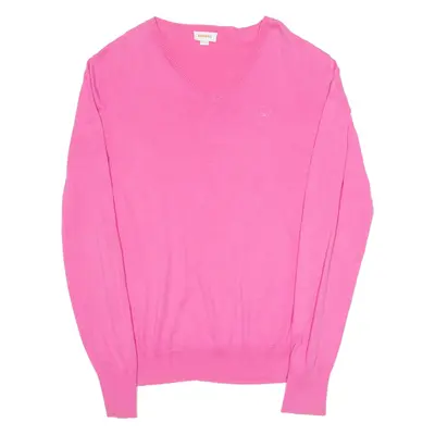 DIESEL Womens Jumper Pink V-Neck Tight Knit 2XL