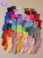 Random Color Women's Crew Socks, Casual Comfortable Breathable Mid-calf Socks for Daily Wear, Multipack Knit Socks for All Se...
