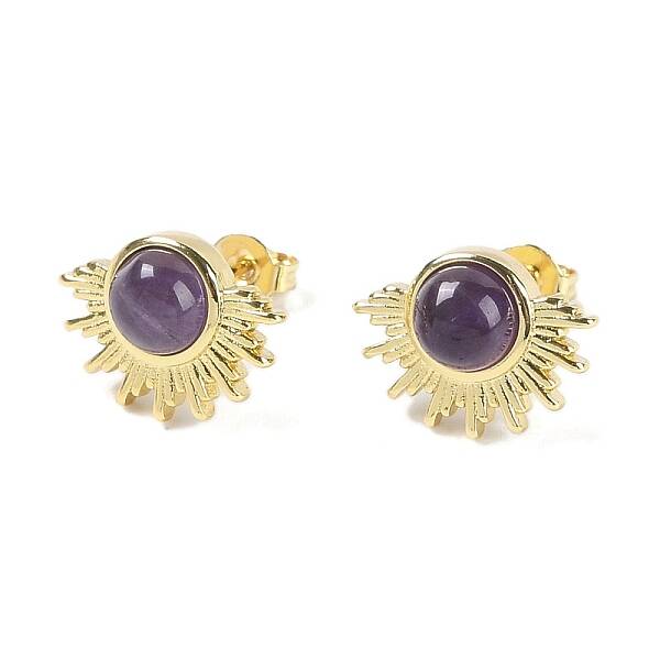 Natural Amethyst Stud Earrings