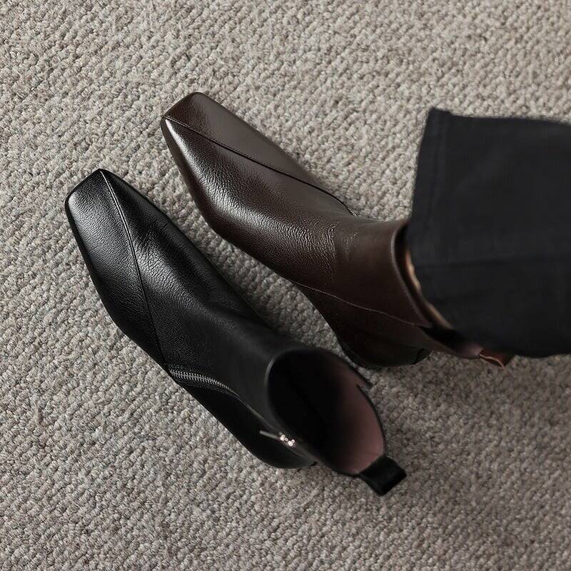 CHIKO Afton Square Toe Block Heels Ankle Boots