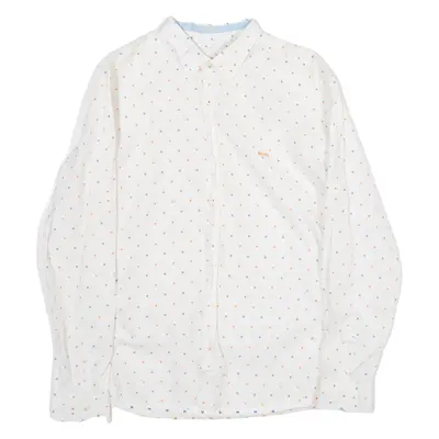 BOSS HUGO BOSS Mens Shirt White Polka Dot Long Sleeve XL