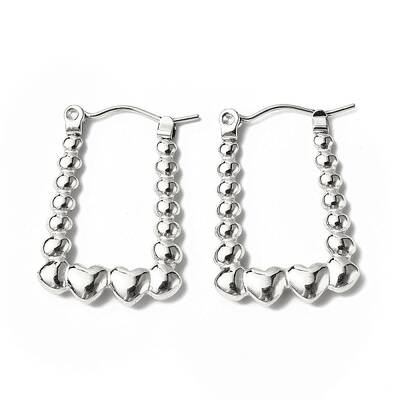Tarnish Resistant 304 Stainless Steel Rectangle with Heart Hoop Earrings for Women