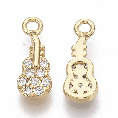 Brass Micro Pave Clear Cubic Zirconia Charms
