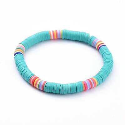 Handmade Polymer Clay Heishi Beads Stretch Bracelets