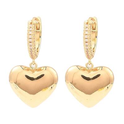 Brass with Cubic Zirconia Dangle Hoop Earrings