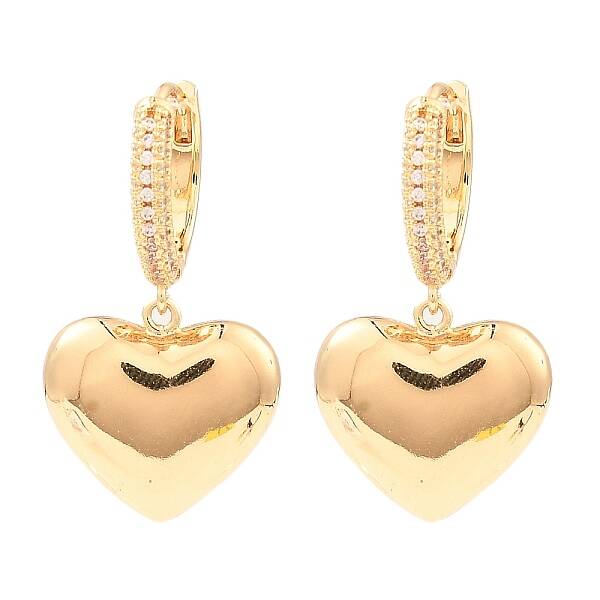 Brass with Cubic Zirconia Dangle Hoop Earrings