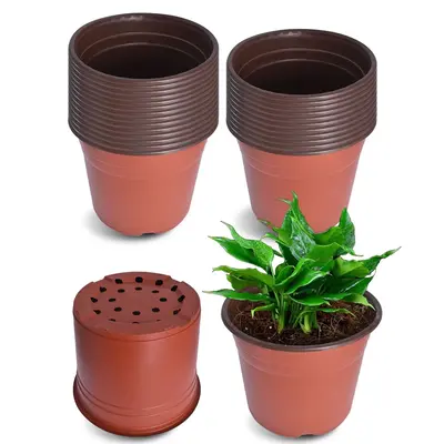 Portable Garden Planters findmall 100Pcs Plastic Plant Flower Pots Nursery Seedlings Pot Plant Portable Garden Planters Stack...