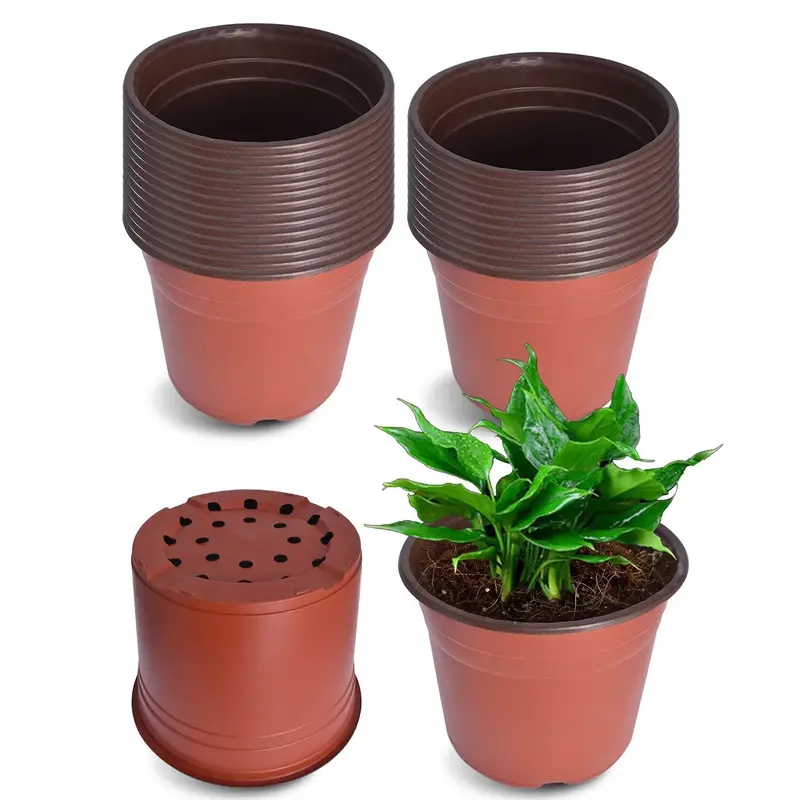 Portable Garden Planters findmall 100Pcs Plastic Plant Flower Pots Nursery Seedlings Pot Plant Portable Garden Planters Stack...