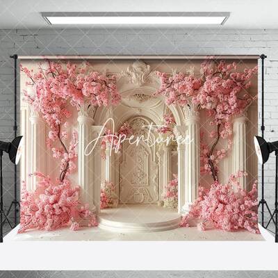 Beige Luxury Wall Trunk Pink Floral Wedding Backdrop
