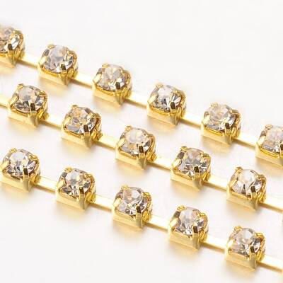 Brass Rhinestone Cup Chain