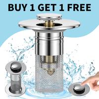 [Buy One Get One] Counts Pop-Up Bathroom Sink Drain Strainer with Removable Stainless Steel Filter Basket, Universal Sink Sto...