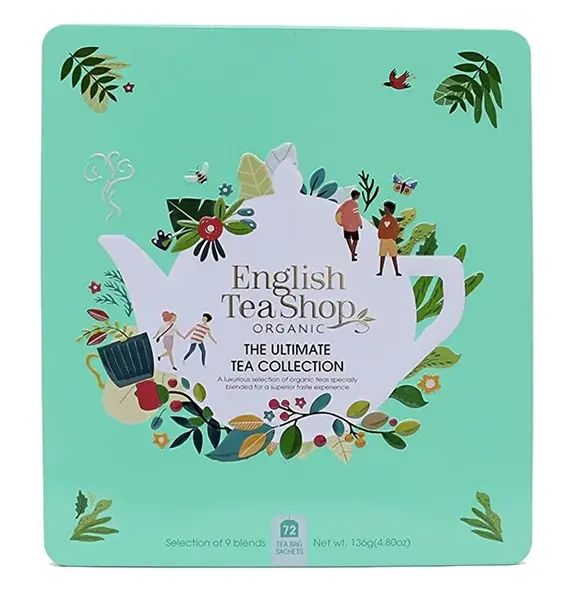 English tea shop The Ultimate Green BIO gift set in una Tin box of 72 bags
