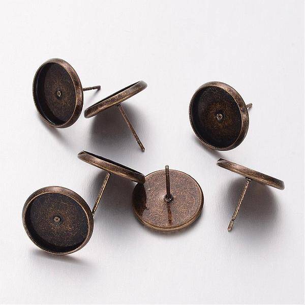 Antique Bronze Plated Brass Ear Stud Bezel Settings