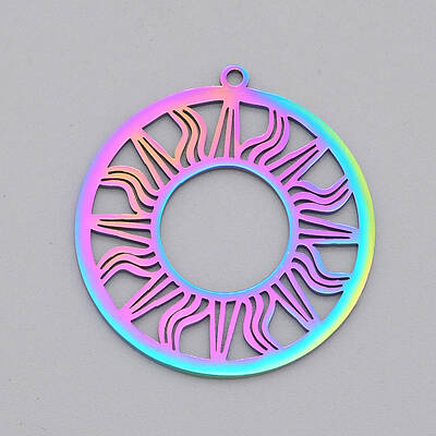Ion Plating(IP) 201 Stainless Steel Solar Eclipse Pendants