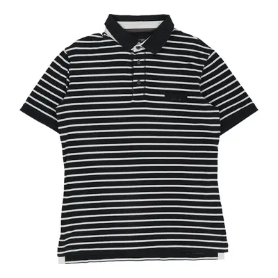 Armani Jeans Striped Polo Shirt - Large Black Cotton