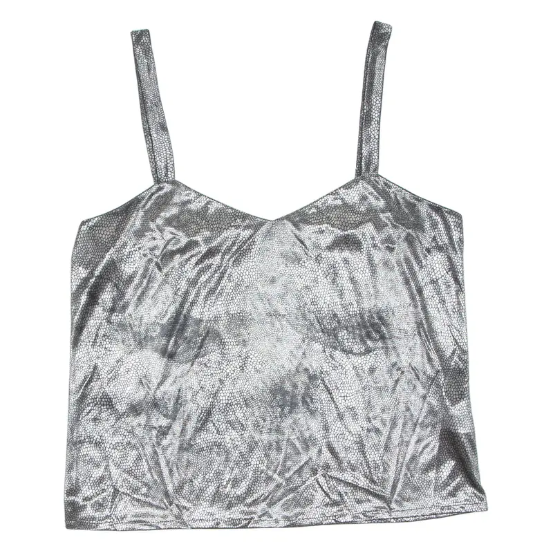 Womens Printed Vest Grey Sleeveless Silk Animal Print L
