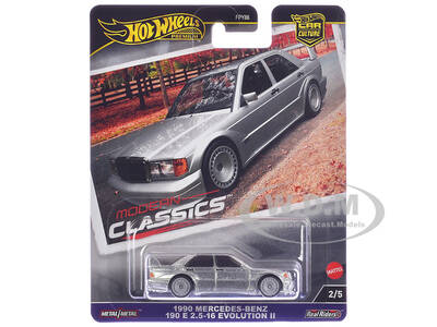 1990 Mercedes-Benz 190 E 2.5-16 Evolution II Silver Metallic Modern Classics Series Diecast Model Car by Hot Wheels