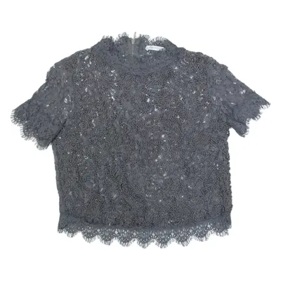 ZARA TRAFALUC Womens Cropped Top Grey High Neck M