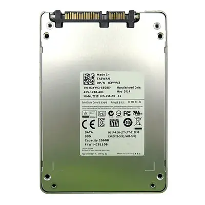 3YYV3 Dell 256GB Multi-Level Cell SATA 6Gb/s 2.5-Inch Solid State Drive