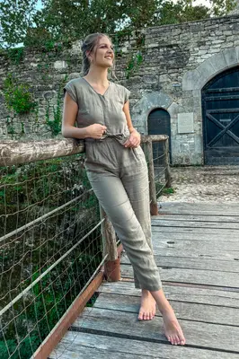 Evening Chai Jumpsuit in Dark Green | Color: Hemp Dark green | Size: 3XL