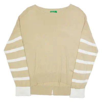 BENETTON Womens Jumper Beige Tight Knit L