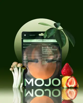 MOJO Extra Strength Brain Boost Energy & Focus Gummy - Strawberry Tangerine- Vegan Fitness Healthcare Supplement Dietary