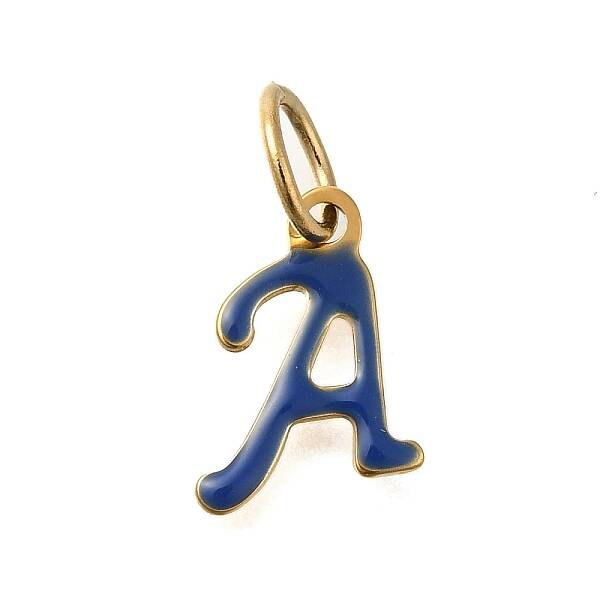 Ion Plating(IP) 304 Stainless Steel Enamel Alphabet Charms