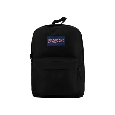 Jansport Super Break Plus Backpack - Black, 100% Recycled Polyester, Roomy Main Compartment, Bottle Pocket, Adjustable Straps...