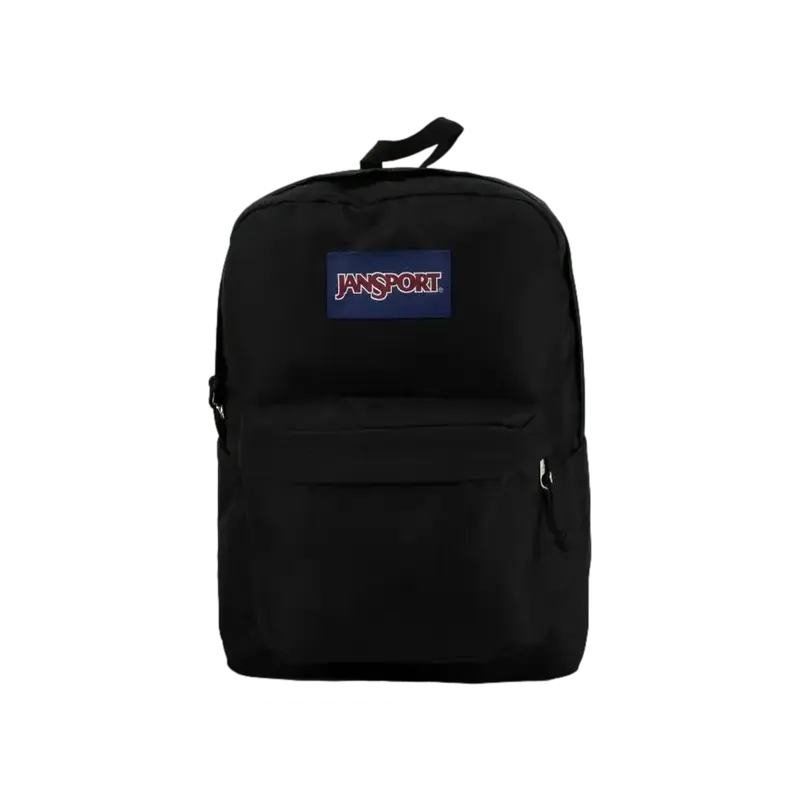 Jansport Super Break Plus Backpack - Black, 100% Recycled Polyester, Roomy Main Compartment, Bottle Pocket, Adjustable Straps...