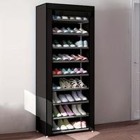Black 9-Tier Foldable Shoe Rack with  - Space-Saving Collapsible Organizer for Closet/Bedroom/Dormitory, Easy Assembly, Box G...