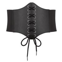 JASGOOD Christmas Women Lace-up Tied Waspie Corset Belts Wide Elastic Waist Belt for Women Waistband Vintage