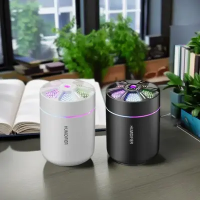 Portable Intelligent Humidifier, USB Power Supply Cold Fog Humidifier for Living Room Bedroom, with LED Lights, Intelligent C...