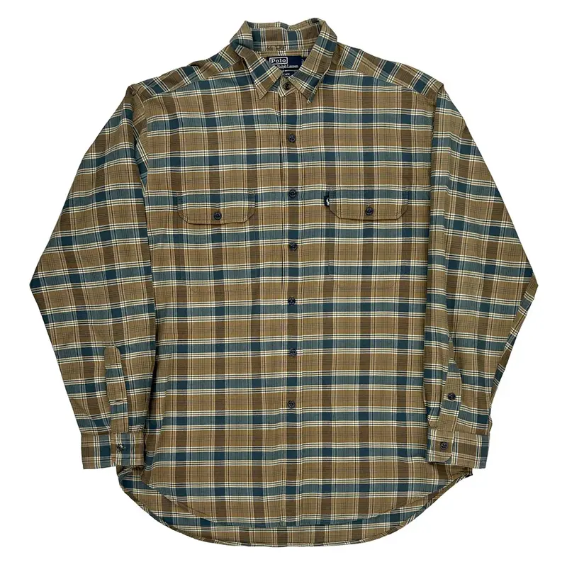 Cascade Ralph Lauren Checked Shirt - Large Brown Cotton