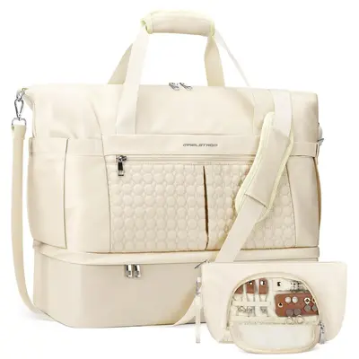 Gym Bag for Women,40L Travel Duffel Bag with Shoes Compartment and Wet Pocket,Waterproof Carry On Weekender Bag,Sport Gym Tot...