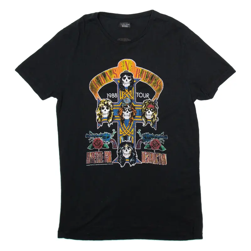ZARA Guns N Roses Mens Band T-Shirt Black M