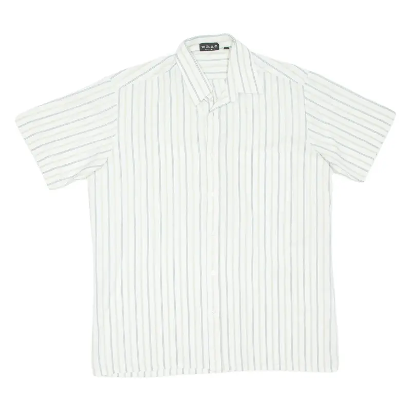 CRE ANGELO Mens Shirt White Striped S