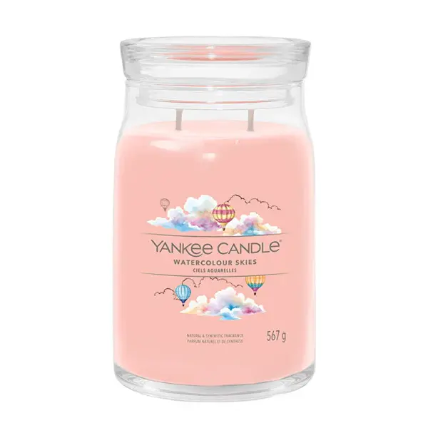 Yankee Candle Candela Aromatica Signature In Vetro Grande Watercolor Skies 567 G