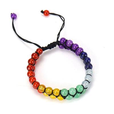 Colorful Dyed Natural Jabe Round Braided Bead Bracelet