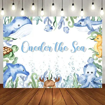 Oneder The Sea Blue Animals 1st Birthday Backdrop - Aperturee