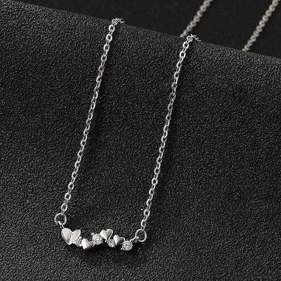 925 Sterling Silver Micro Pave Clear Micro Pave Cubic Zirconia Multi Heart Pendant Necklaces for Women