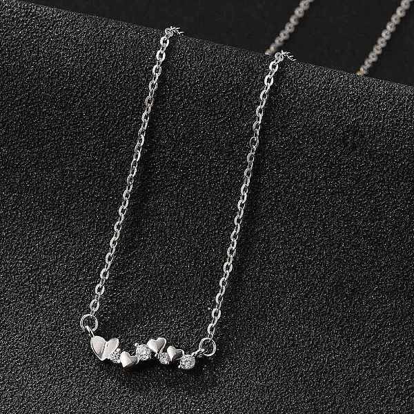 925 Sterling Silver Micro Pave Clear Micro Pave Cubic Zirconia Multi Heart Pendant Necklaces for Women
