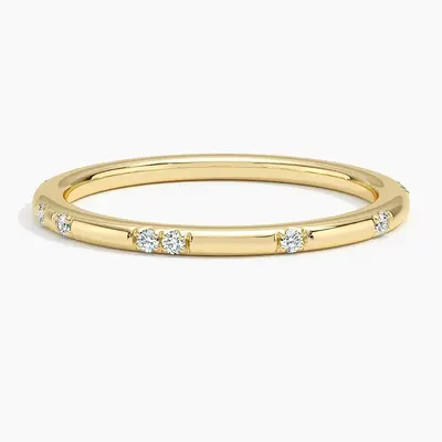 18K Gold 0.07 CT.T.W. Round Diamond Wedding Band D Color VVS1-VS1 Clarity 3EX